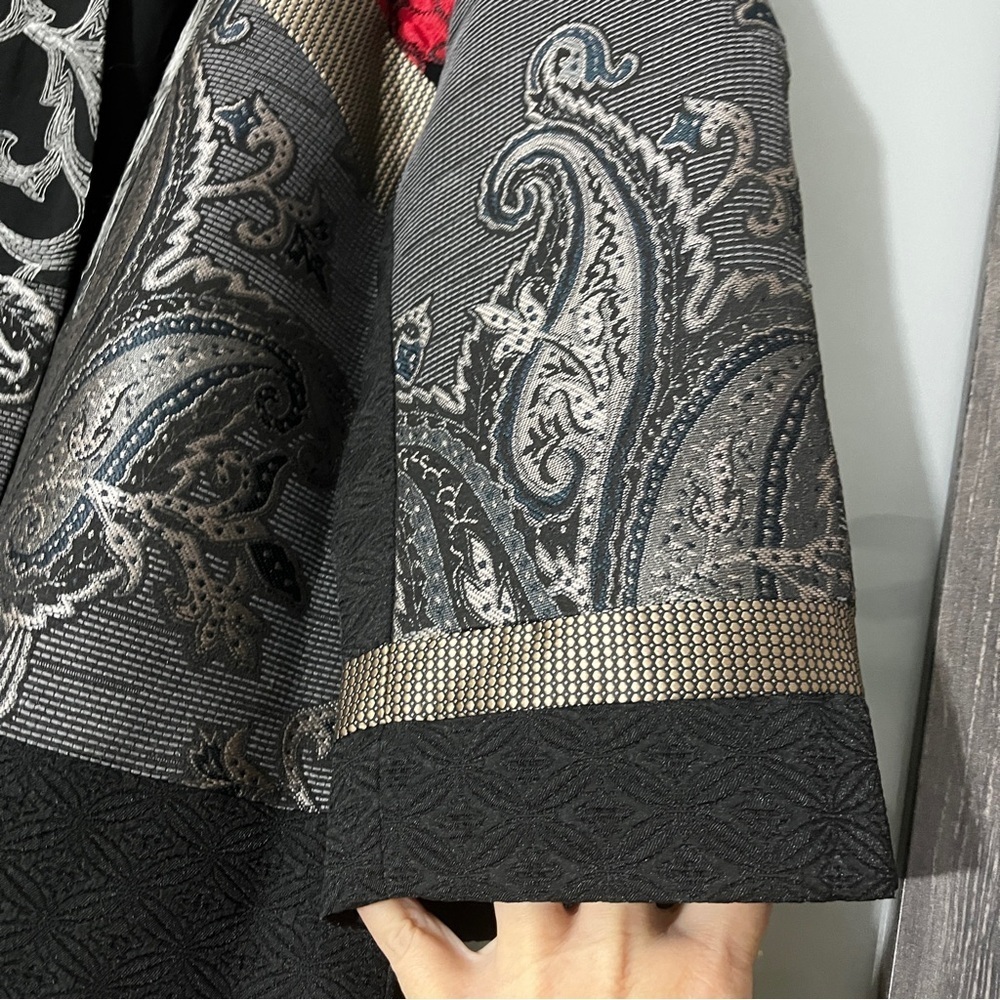 Chico's Patchwork Embroidered Paisley Open Front Jacket Wearable Art Statement - Picture 6 of 13